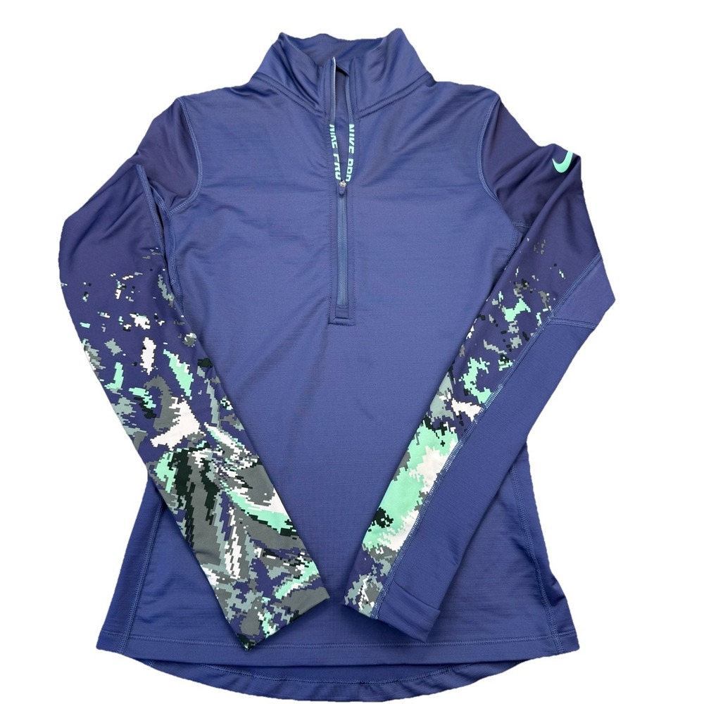 Nike Pro Hyperwarm Half-Zip Womens~S Purple Training Top Thumb‎ Holes 811090 508